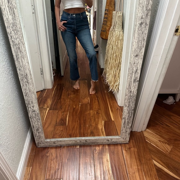 MOTHER Indigo Straight Leg Jeans tripper ankle fray 26 - Picture 9 of 13